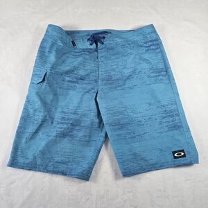 Oakley Board Shorts Men's 34 Blue Print Swimming Trunks No Liner